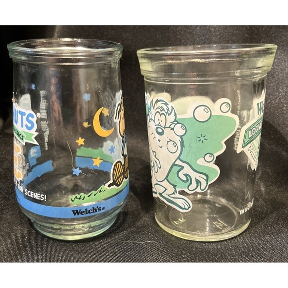 Set of 2 Welchs VTG 1994 Looney Tunes & 2001 Peanuts Jelly Jars Drinking Glasses - Picture 4 of 10